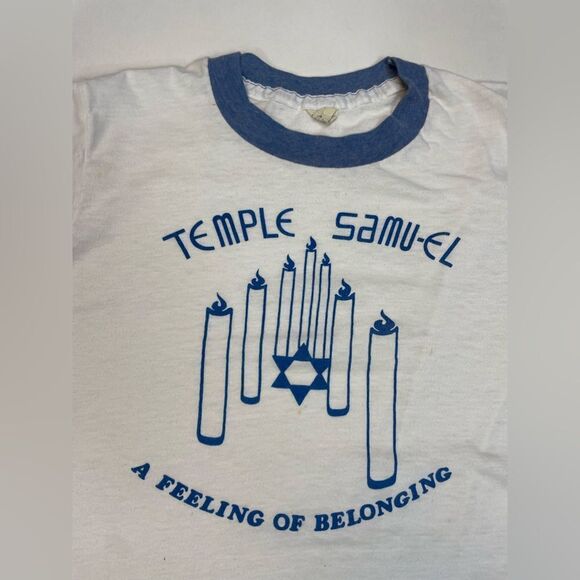VINTAGE Jewish Temple Samu-el A Feeling Of Belonging T-shirt Women Small USA 90s - Picture 2 of 9